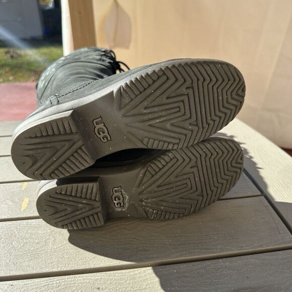 Ugg Elsa Tall Black Waterproof Shearling Leather Boots 1008438 Womens Sz 6.5 - Picture 7 of 8